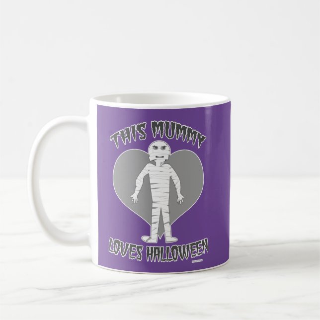 This Mummy Loves Halloween Cartoon Fun Coffee Mug (Left)