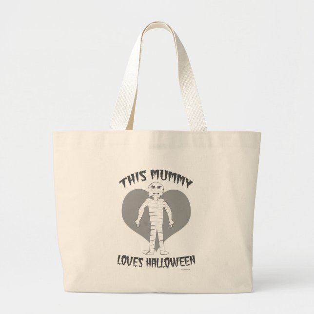 This Mummy Loves Halloween Humour Motto Large Tote Bag (Front)