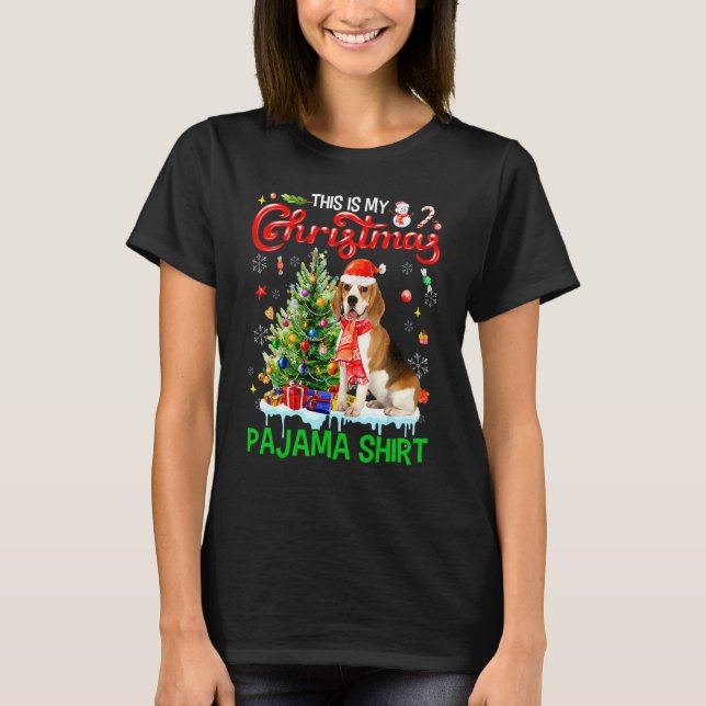 This My Christmas Pajama   Beagle Scarf Santa Xmas T-Shirt (Front)