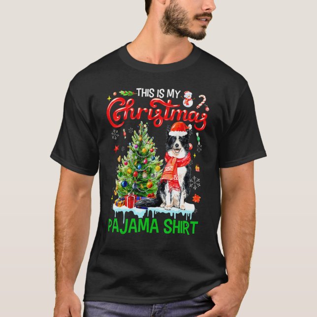 This My Christmas Pajama   Border Collie Santa Xma T-Shirt (Front)