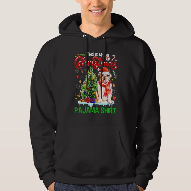 This My Christmas Pajama   Bulldog Scarf Santa Xma Hoodie (Front)