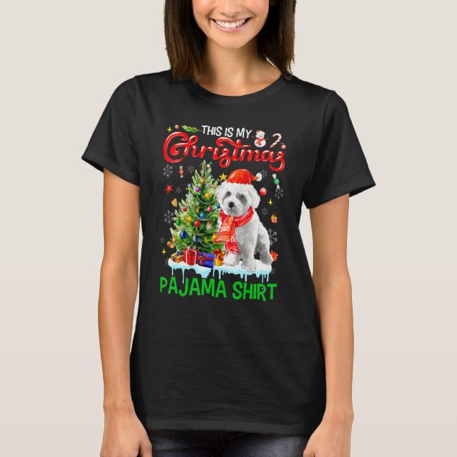 This My Christmas Pajama   Maltese Scarf Santa Xma T-Shirt (Front)