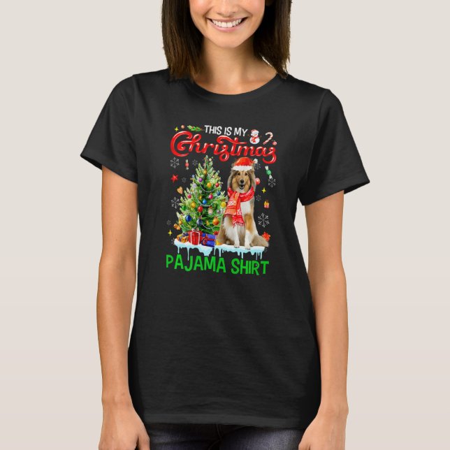 This My Christmas Pajama  Shetland Sheepdog Santa  T-Shirt (Front)