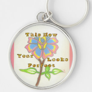 This New Year Looks Perfect Floral Text Art Print Key Ring
