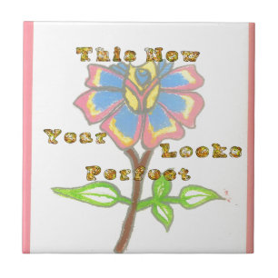 This New Year Looks Perfect Floral Text Art Print Tile