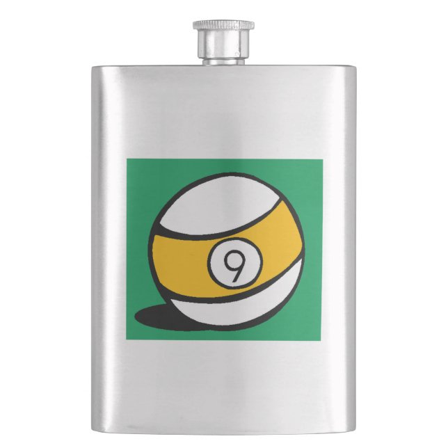 This Nine Ball design is a great gift idea for bil Hip Flask (Front)