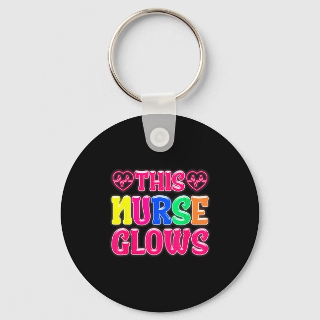 This Nurse Glows Nursing Glow Retro  Key Ring (Front)