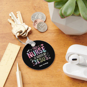 This Nurse is Guided by Jesus Faith-Filled Gift Key Ring