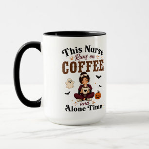 This Nurse Runs On Coffee Alone Time Large Black Mug