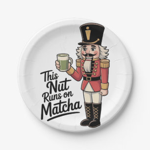 This Nut Is Running on Matcha Christmas Nutcracker Paper Plate
