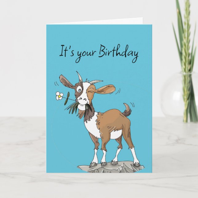This Old Goat loves Birthday Person Fun Animals Card (Front)