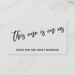 This One is On Us Handwriting Grey Drink Ticket Enclosure Card