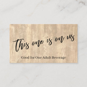 This One is On Us Rustic Wood Casual Drink Ticket Enclosure Card