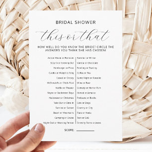This Or That Bridal Shower Couples Wedding Games Invitation