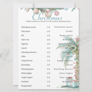 This or That Coastal Christmas Game Card 