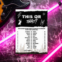This or That Punk theme Rock bachelorett game card