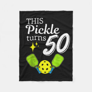 This pickle turns 50 pickleball 50th birthday fleece blanket