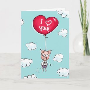 This pig loves you. holiday card