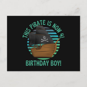 This Pirate Is Now 4 Birthday Boy Postcard