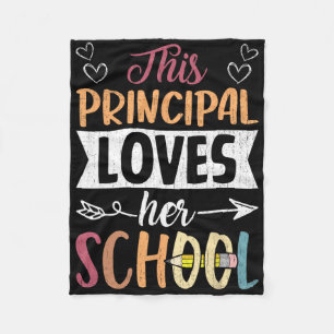This Principal Loves Her School Teacher Funny Prin Fleece Blanket