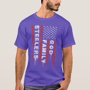 This Pro Us Flag God Family Steelers retro gift fr T-Shirt