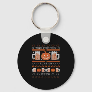 This Pumpkin Runs On Beer Funny Ugly Halloween Key Ring