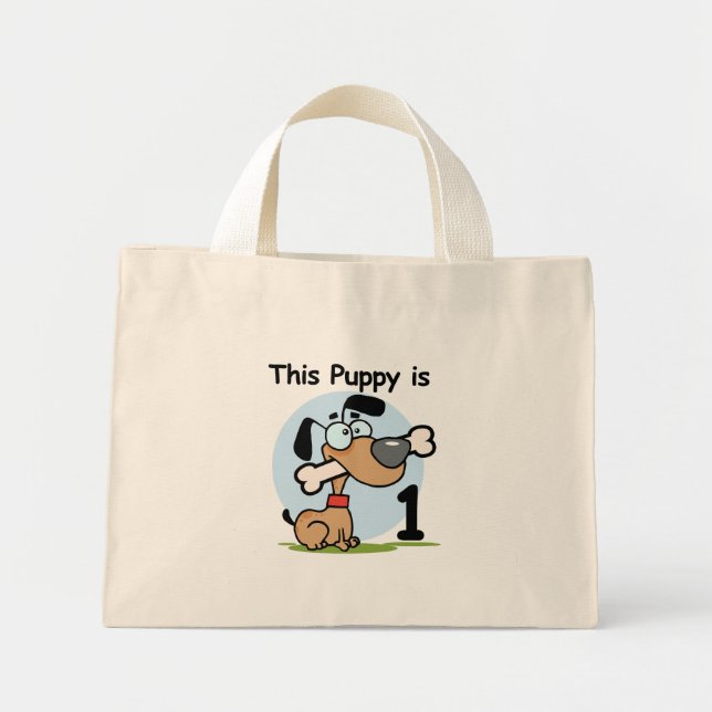 This Puppy 1st Birthday T shirts and Gifts Mini Tote Bag (Front)