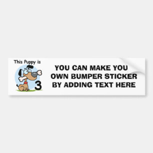 This Puppy 3rd Birthday T-shirts and Gifts Bumper Sticker