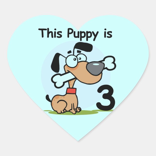This Puppy 3rd Birthday T-shirts and Gifts Heart Sticker (Front)