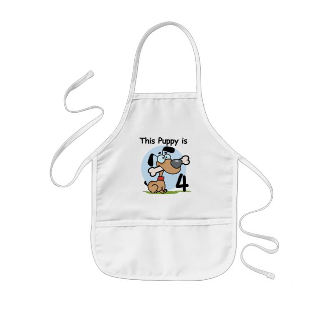 This Puppy 4th Birthday Tshirts and Gifts Kids Apron (Front)