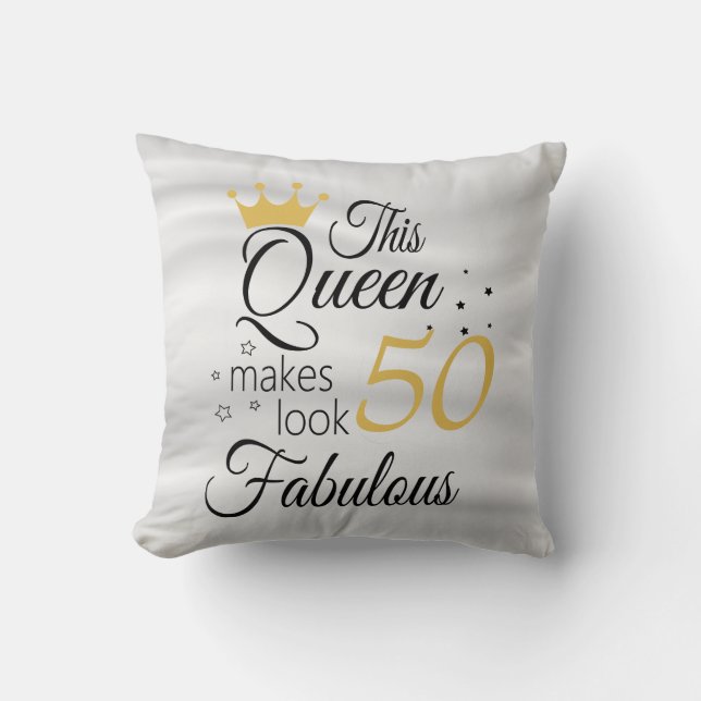 This Queen Makes Look 50 Birthday Cushion (Front)