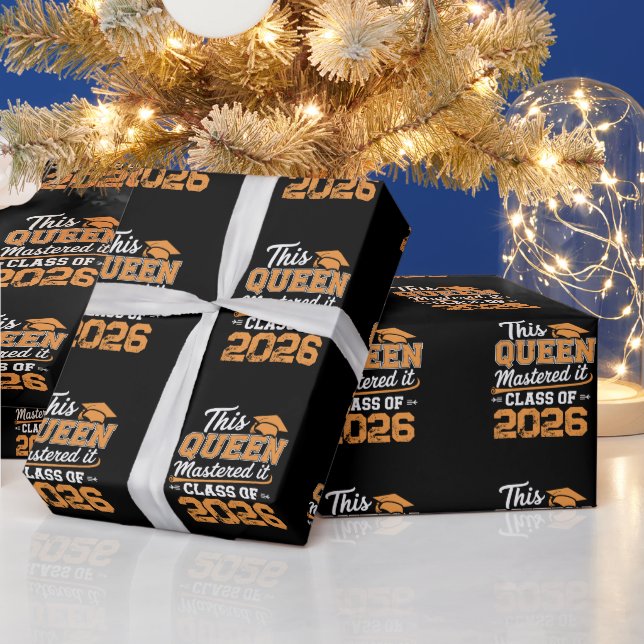 This Queen Mastered It Class Of 2026 Graduation Wrapping Paper (Holidays)