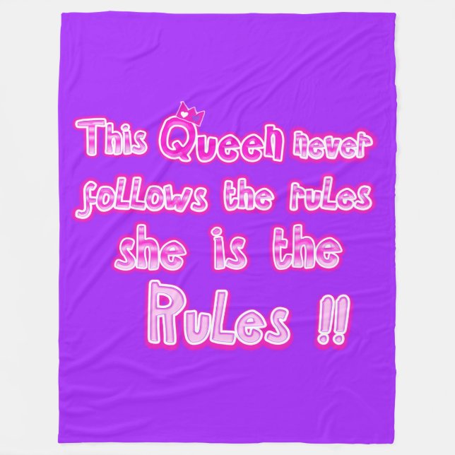 This queen never follow the rules purple fleece blanket (Front)