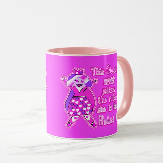 This queen never follows the rules hot pink mug (Front Right)