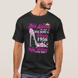 This Queen Was Born In February 1958 65th Birthday T-Shirt