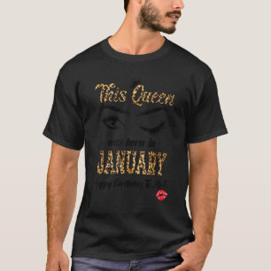 This Queen Was Born In January Leopard Brithday Gi T-Shirt