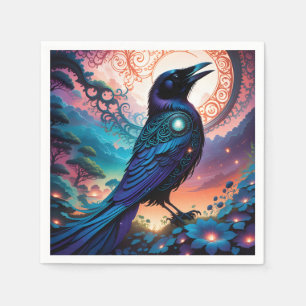 This raven silhouette illustration is simply gorge napkin