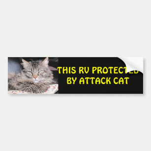 This RV Protected by Attack Cat Bumper Sticker