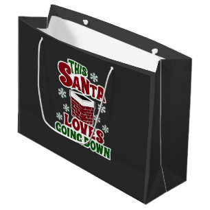 This Santa Loves Going Down Christmas Naughty Xmas Large Gift Bag