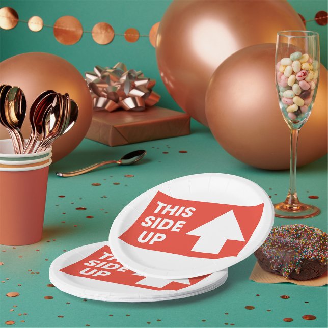 This Side Up Sign Paper Plate (Creator Uploaded)