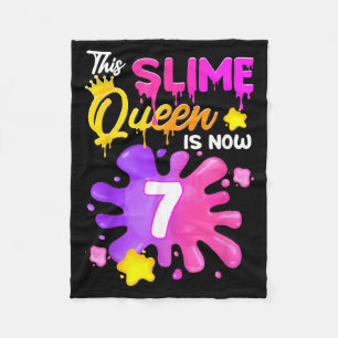 This Slime Queen Is 7 Year Old Girl Birthday Slime Fleece Blanket