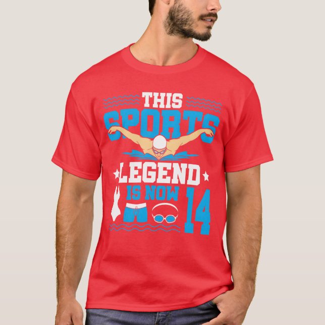 This Sports Legend Is Now 14 Swimming 14th retro b T-Shirt (Front)