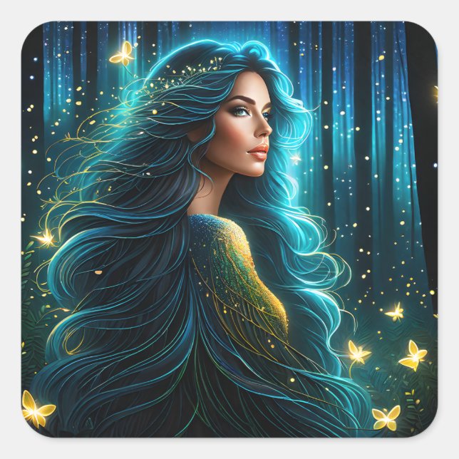 This surreal portrait of a beautiful woman with lo square sticker (Front)