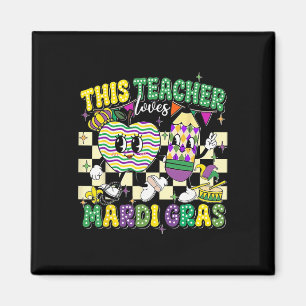 This Teacher Loves Mardi Gras Funny Outfit Men Wom Magnet