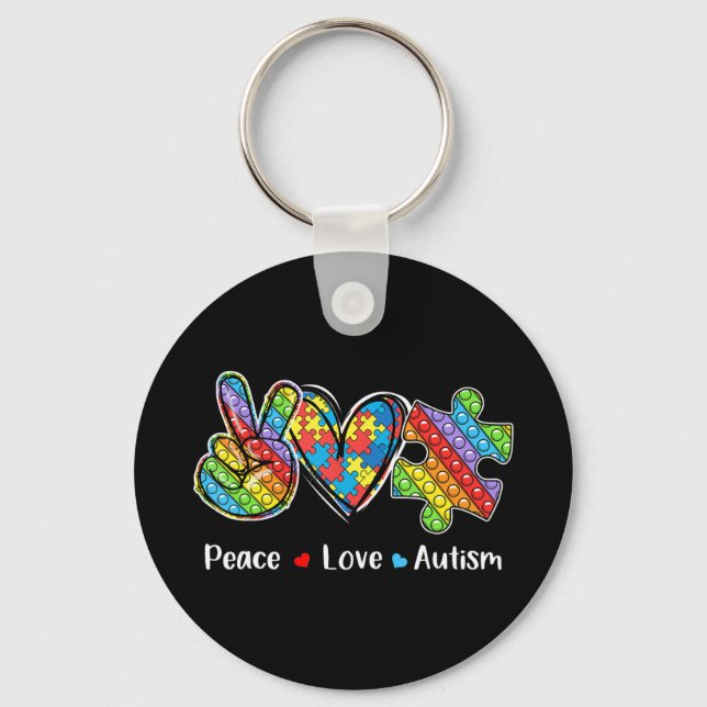 This tee with peace hand, heart shape and pop it s key ring (Front)