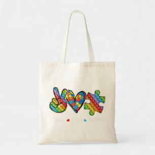 This tee with peace hand, heart shape and pop it s tote bag