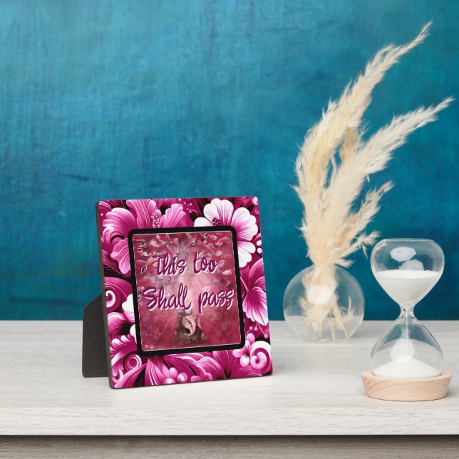 This Too Shall Pass Abstract Tree Pink White Plaque (Insitu)