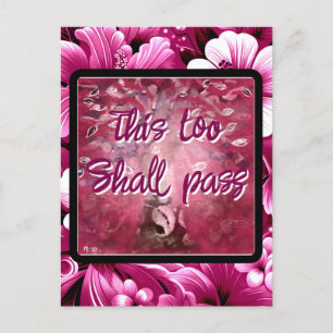 This Too Shall Pass Abstract Tree Pink White Postcard