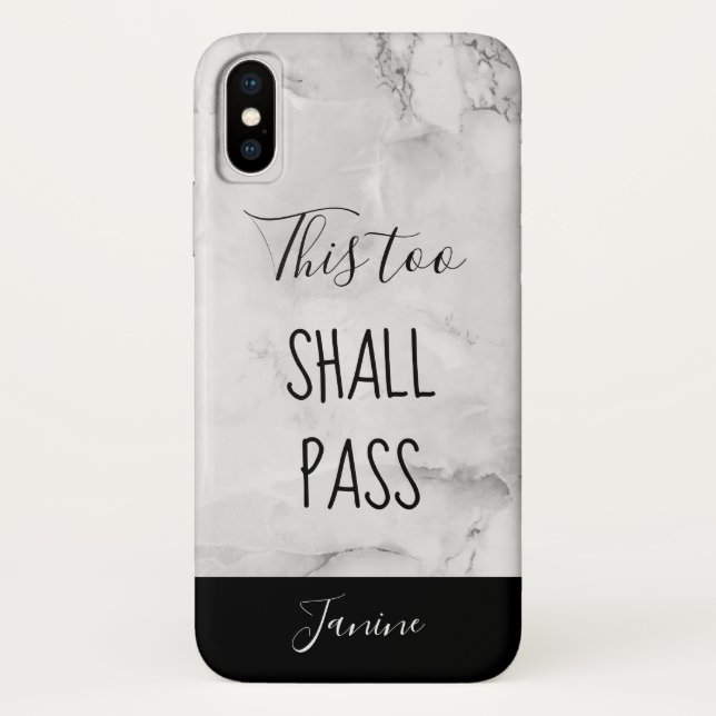 This Too Shall Pass Cute Marble Name Personalised Case-Mate iPhone Case (Back)