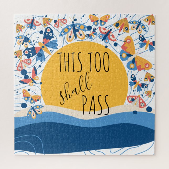 This Too Shall Pass Inspirational Sun Butterfly Jigsaw Puzzle (Vertical)